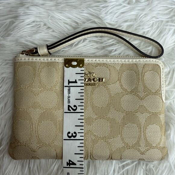 COACH Signature Khaki White Canvas Wristlet - Picture 9 of 9